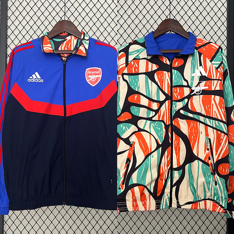 2024-2025 Arsenal Omkeerbaar Windjack Blauw Voetbalshirt 1:1 Thaise kwaliteit