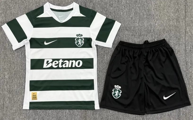2026/2027 Sporting Lisbon Casa Maglia da calcio Maglia Qualità thai 1:1 Taglia bambino