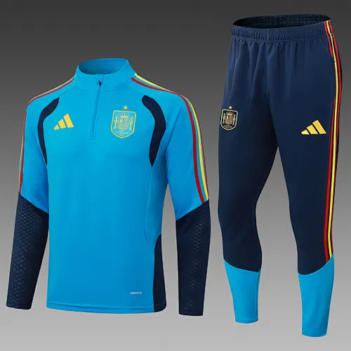 2026/2027 España Chándal media cremallera Azul Camiseta de fútbol Calidad tailandesa 1:1 Conjunto