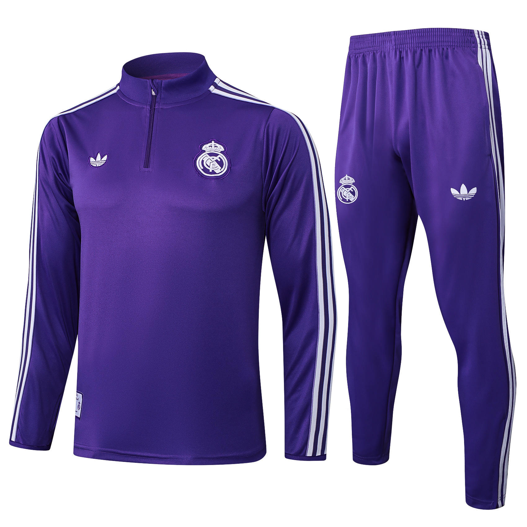 2025/2026 Real Madrid Violet Rétro Édition Survêtement demi-zip Maillot de football Qualité thaï 1:1 Ensemble