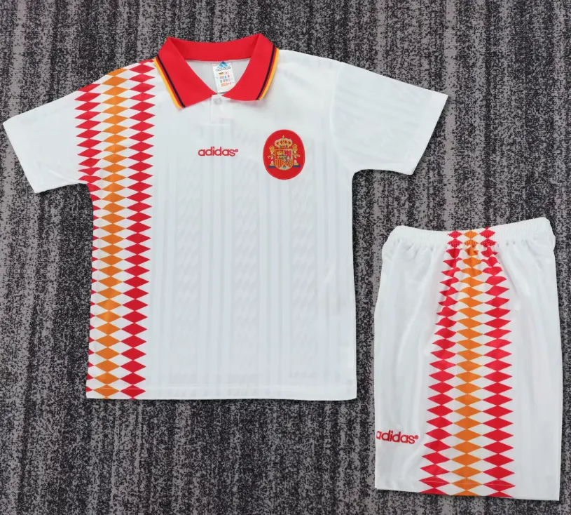 1994 Retrô Espanha Fora Camisa de futebol Qualidade tailandesa 1:1 Tamanho infantil