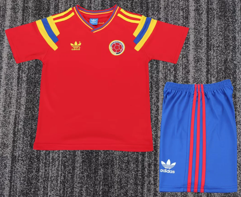 1990 Retro Kolombiya National Deplasman Futbol forması 1:1 Tayland kalitesi Çocuk bedeni