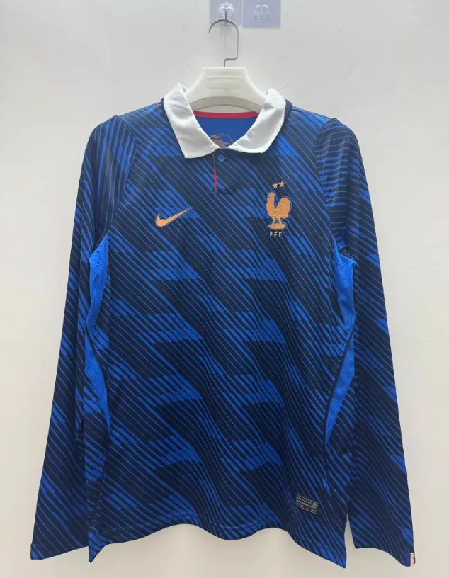 2026 Lange mouw Frankrijk Thuis Voetbalshirt 1:1 Thaise kwaliteit
