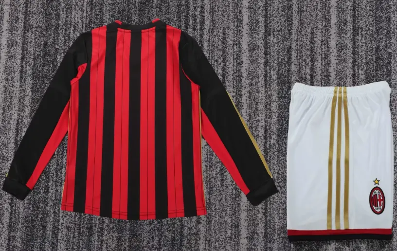 2013-2014 Retro Long Sleeve AC Milan Home Football Shirt 1:1 Thai Quality Kids Size - Image 2