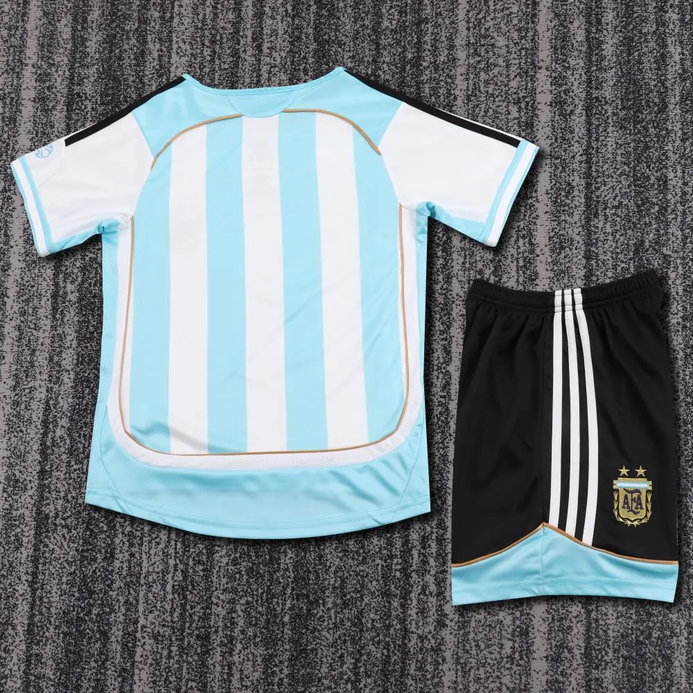 2006 Retro Argentina Selección nacional Local Camiseta Calidad tailandesa 1:1 Talla infantil Talla infantil - Imagen 2