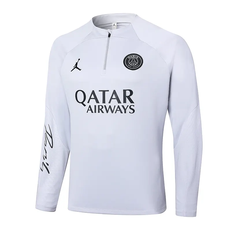 2023-2024 Psg Paris Saint-Germain Tuta mezza zip Light Grigio Set - immagine 3