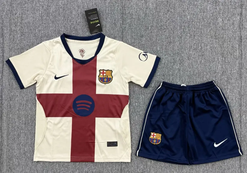 2026/2027 Barcelona Четвёртая Гостевая Футбольная футболка Тайское качество 1:1 Детский размер