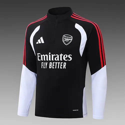 2026/2027 Arsenal Agasalho meia-ziper Preto Camisa de futebol Qualidade tailandesa 1:1 - Image 4