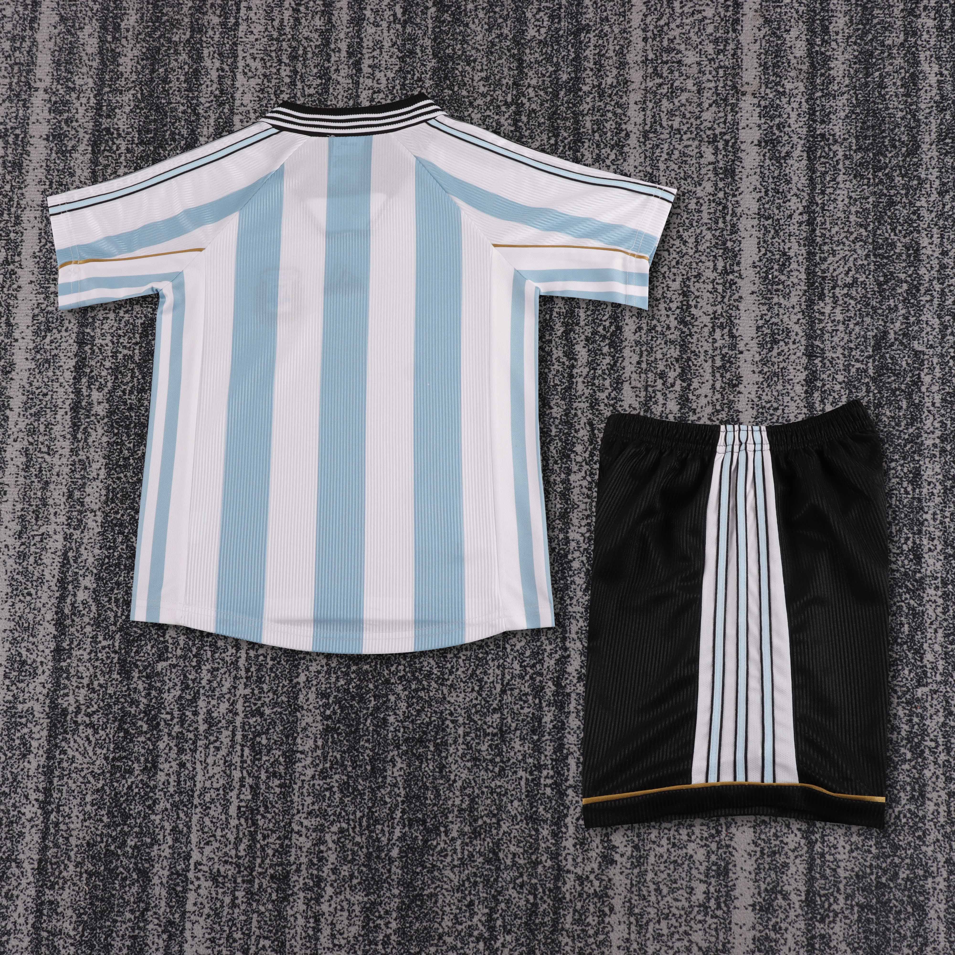 1998 Rétro Argentine Équipe nationale Domicile Maillot Qualité thaï 1:1 Taille enfant – Image 2
