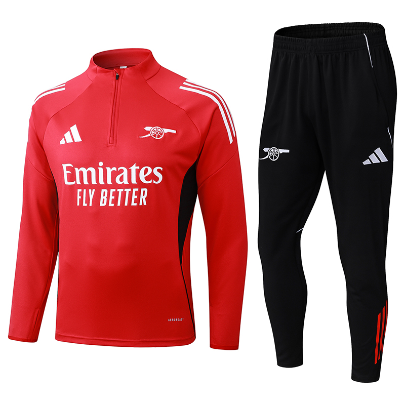 2025/2026 Arsenal Halve-rits trainingspak Rood Voetbalshirt 1:1 Thaise kwaliteit Set