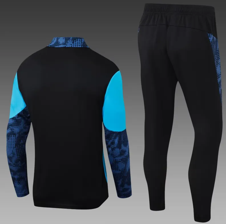 2025/2026 Olympique de Marseille Dres treningowy na półzamek Niebieski Koszulka piłkarska Zestaw - obrazek 2