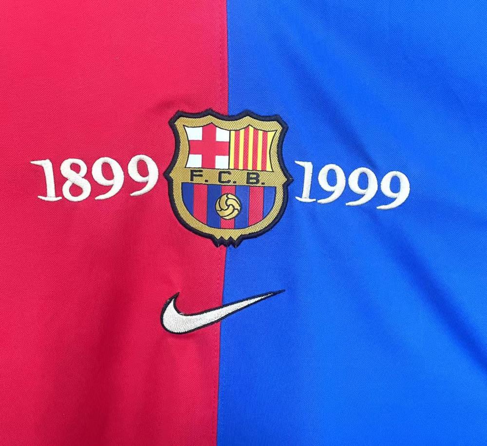 1999/2000 Retro Barcelona Casa 100th Edizione anniversario Maglia da calcio Manica lunga 1:1 Qualità thai - immagine 4