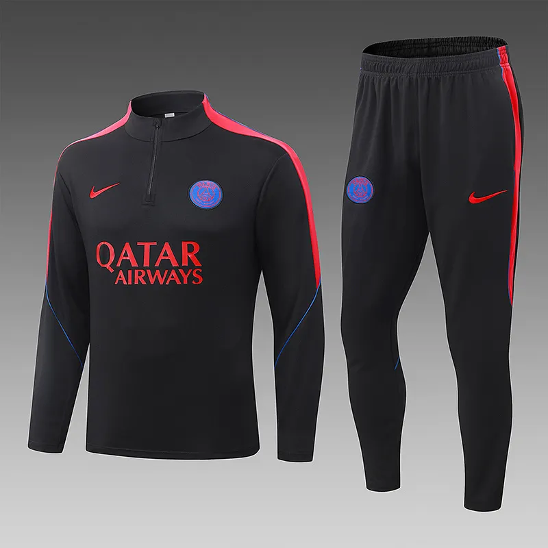 2026/2027 Psg Paris Saint-Germain Tuta mezza zip Nero Maglia da calcio Qualità thai 1:1 Set