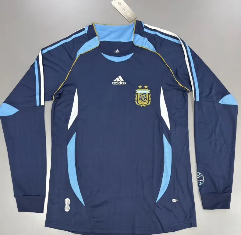 2006 Retro Manica lunga Argentina Nazionale Trasferta Maglia Qualità thai 1:1