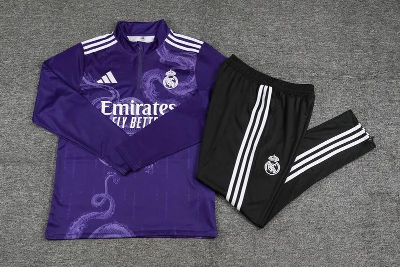 2024/2025 Real Madrid Royal Viola Edizione speciale Tuta mezza zip Maglia da calcio Qualità thai 1:1 Set - immagine 7