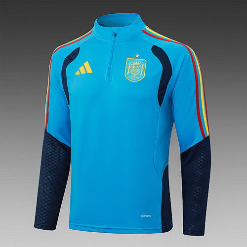2026/2027 España Chándal media cremallera Azul Camiseta de fútbol Calidad tailandesa 1:1 Conjunto - Imagen 4