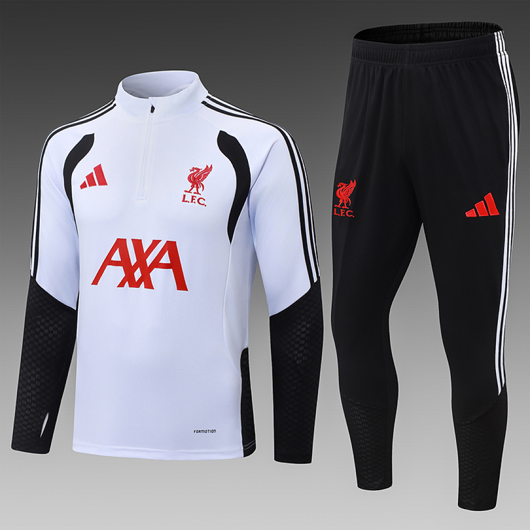 2026/2027 Liverpool Survêtement demi-zip Blanc Maillot de football Qualité thaï 1:1 Ensemble
