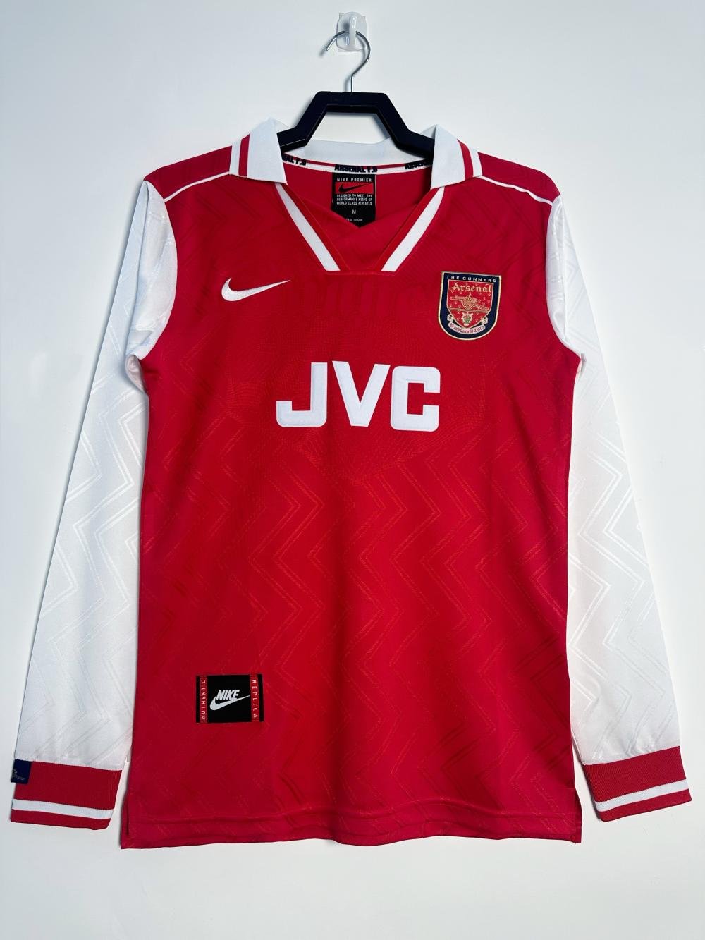1996-1997 Ретро Длинный рукав Arsenal Домашняя Футбольная футболка Тайское качество 1:1