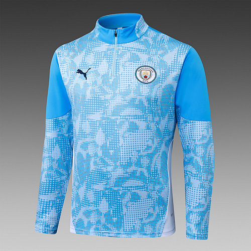 2025/2026 Manchester City Tuta mezza zip Bule Maglia da calcio Qualità thai 1:1 Set - immagine 5