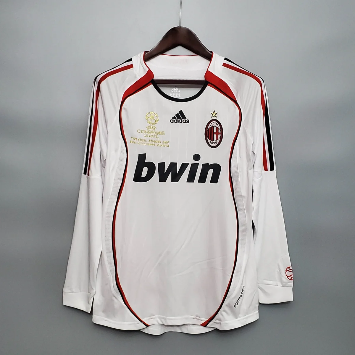 2006/2007 Retrô Manga longa AC Milan Fora Camisa de futebol Qualidade tailandesa 1:1