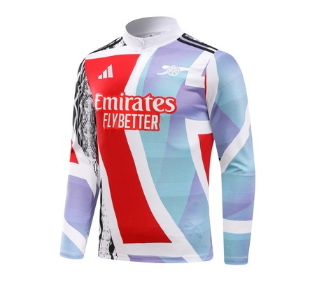 2024/2025 Arsenal Half-Pull Training Suit Red And Blue print Football Shirt 1:1 Thai Quality Set - Image 4