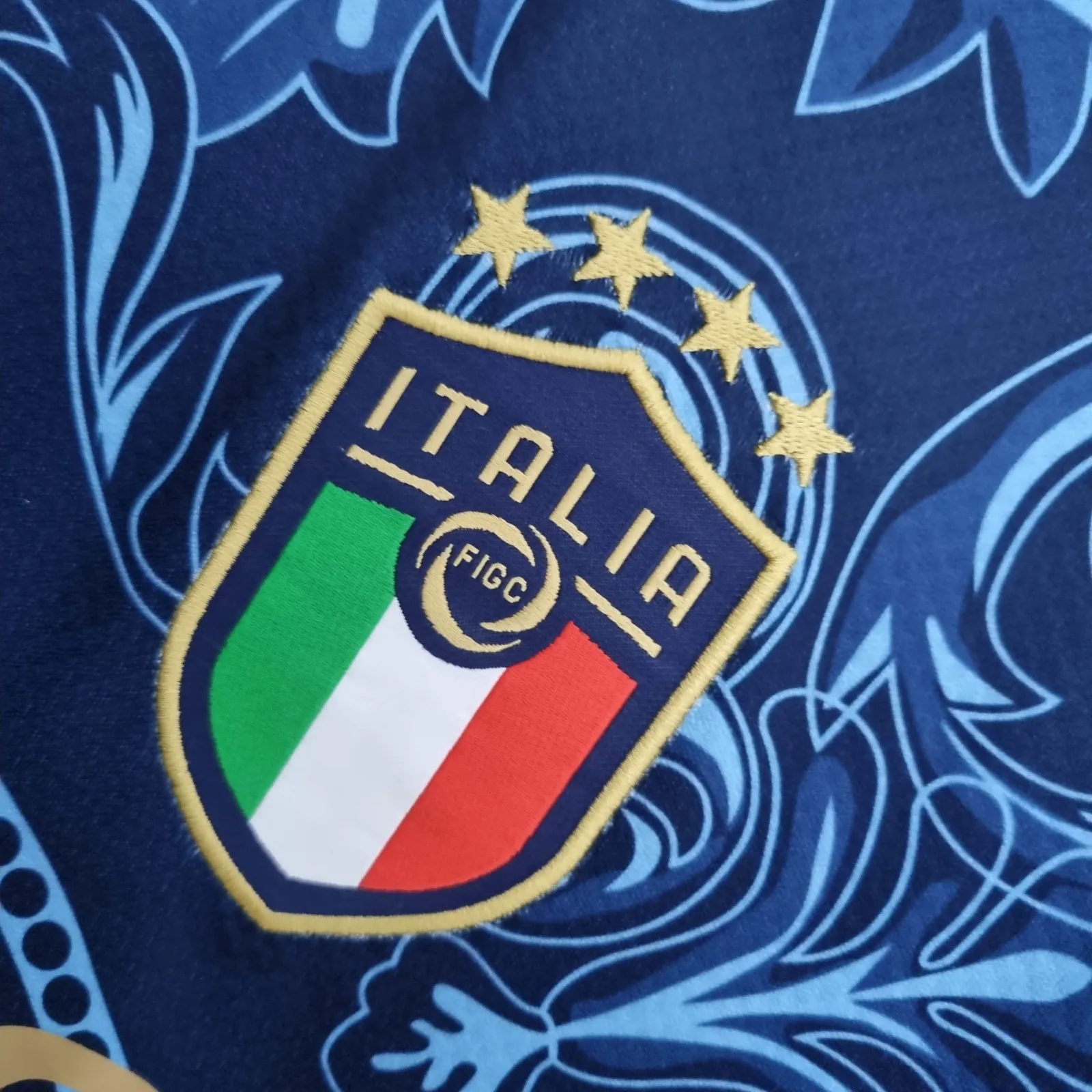 2022 Italië Herdenkingseditie Blauw Voetbal Shirt - Afbeelding 6