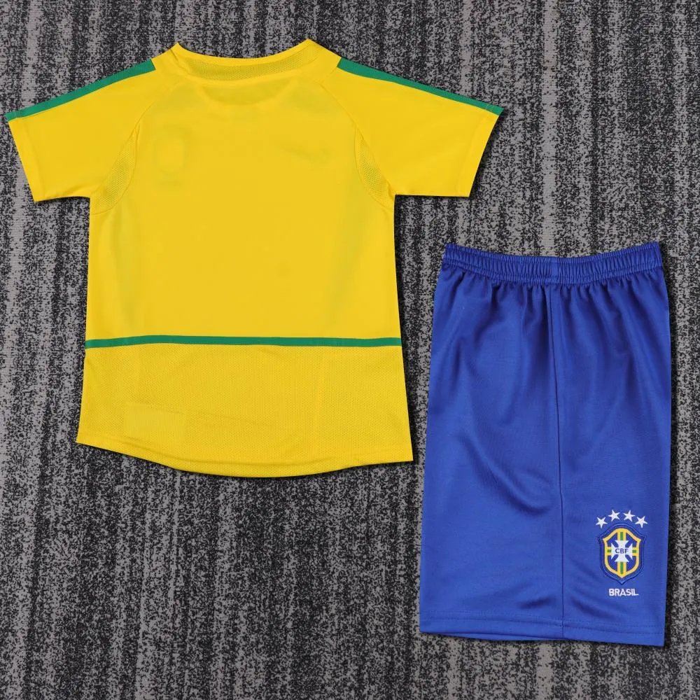 2002 Rétro Brésil Domicile Maillot de football Qualité thaï 1:1 Taille enfant – Image 3