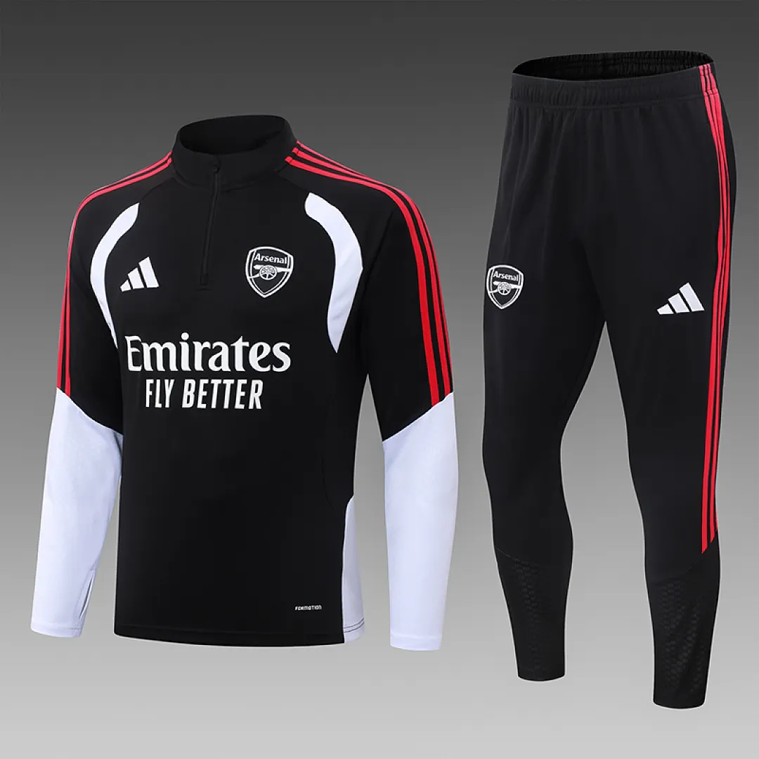 2026/2027 Arsenal Agasalho meia-ziper Preto Camisa de futebol Qualidade tailandesa 1:1