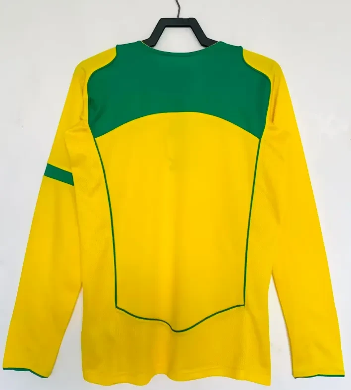 2004 Retro Langarm Brasilien Heim Fußballtrikot 1:1 Thai-Qualität – Bild 2