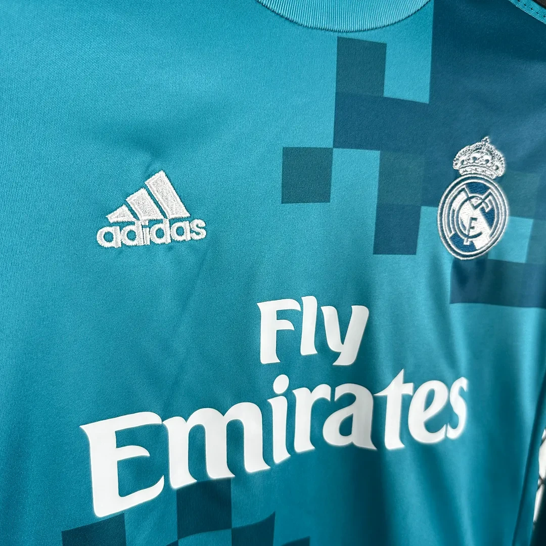 2017/2018 Retro Lange mouw Real Madrid Derde Uit Voetbalshirt 1:1 Thaise kwaliteit Kindermaat - Afbeelding 3
