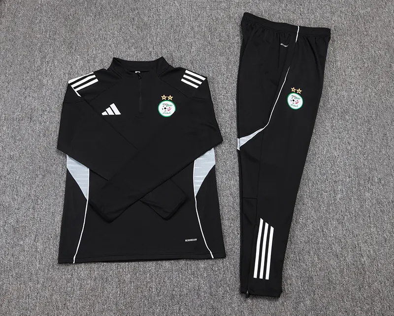 2025/2026 Algerije Nationaal elftal Halve-rits trainingspak Zwart Shirt 1:1 Thaise kwaliteit Set - Afbeelding 7