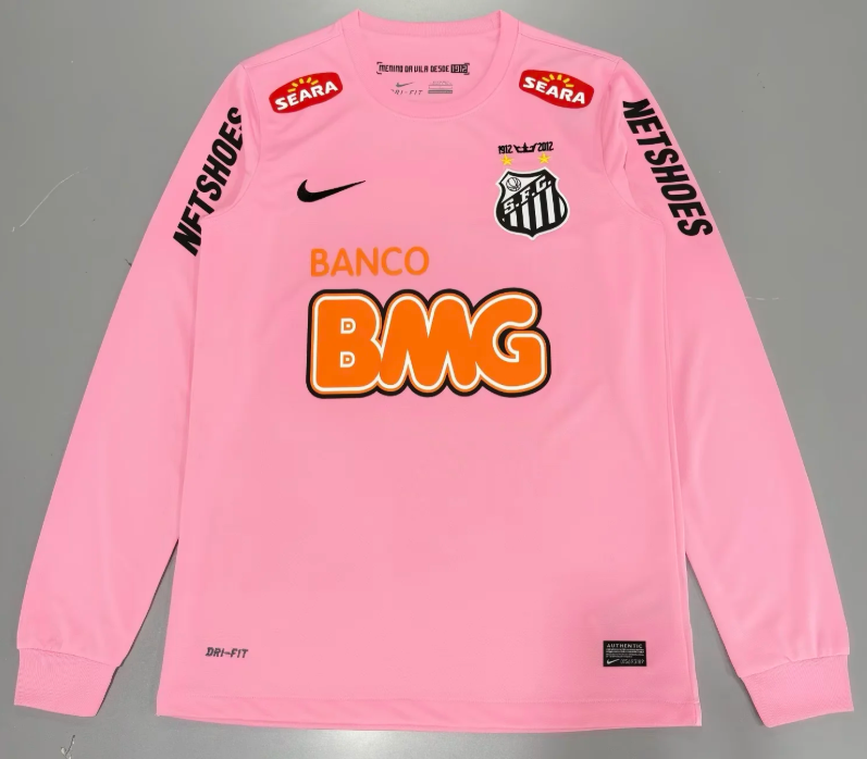 2012/2013 Retro Langarm Santos Rosa Fußballtrikot 1:1 Thai-Qualität
