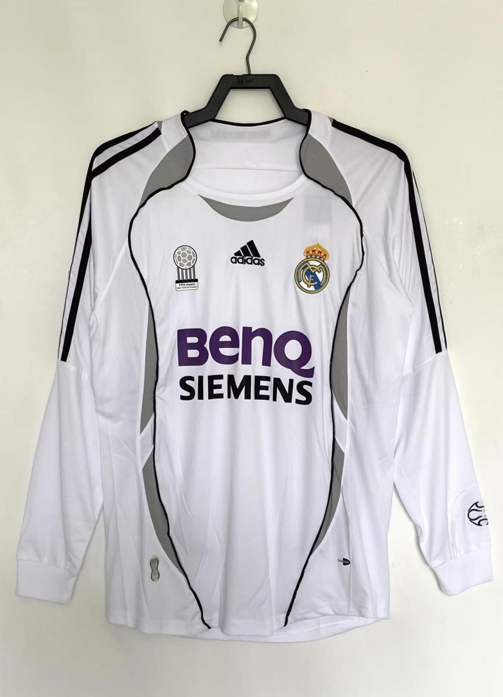 2006/2007 Retro Długi rękaw Real Madrid Domowa Koszulka Jakość tajska 1:1