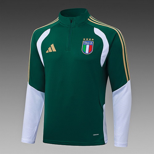 2026/2027 Italy Half-Pull Training Suit Green Football Jersey 1:1 Thai Quality Set - Image 2