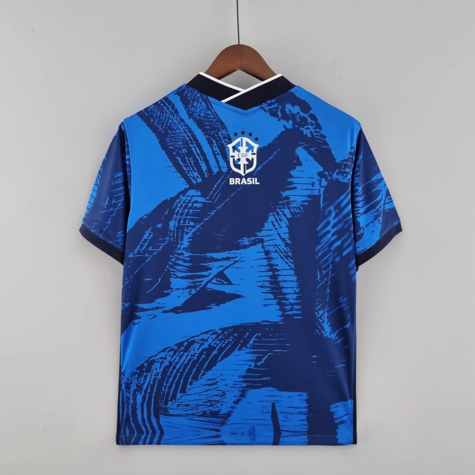 2022 Brasilien Klassisch Blau Fußballtrikot – Bild 3