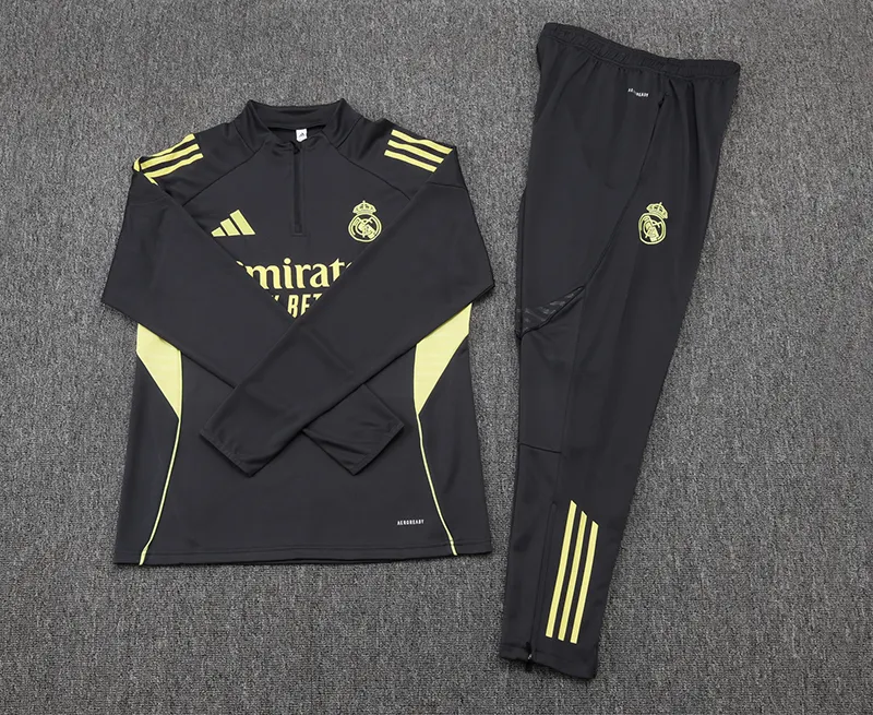 2025-2026 Real Madrid Escuro Cinza Agasalho meia-ziper Camisa de futebol Qualidade tailandesa 1:1 Conjunto - Image 7
