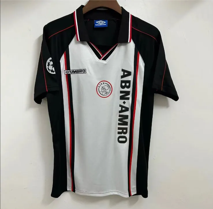 1998-1999 Retrô Ajax Fora Camisa de futebol Qualidade tailandesa 1:1