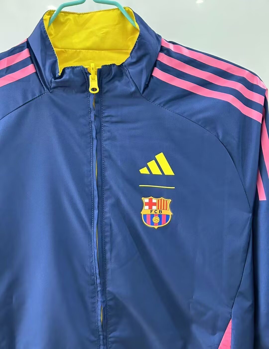 2025/2026 Barcelona Reversible Chaqueta cortavientos Amarillo y Azul Camiseta de fútbol Calidad tailandesa 1:1 - Imagen 9