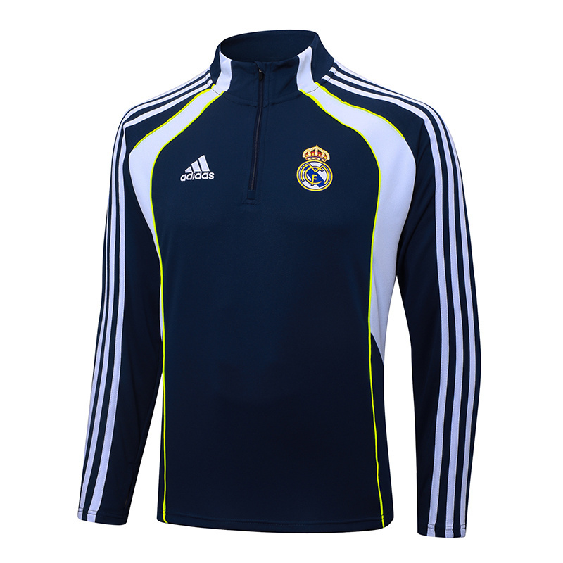 2025-2026 Real Madrid Retro Royal blue Half-Pull Training Suit Football Shirt 1:1 Thai Quality Set - Image 3