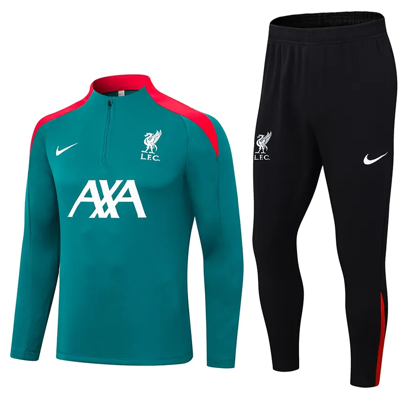 2024-2025 Liverpool Survêtement demi-zip Vert Maillot Qualité thaï 1:1 Ensemble