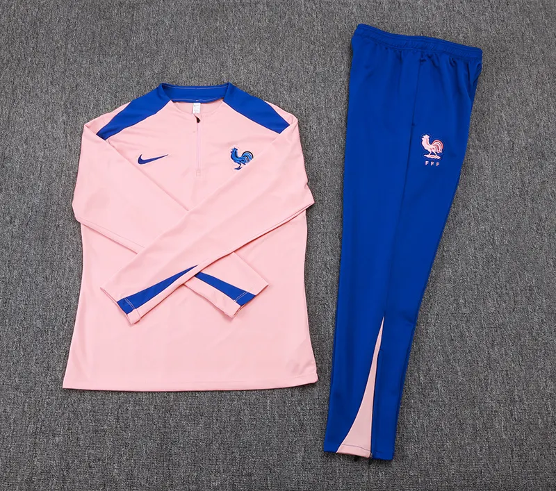 2025/2026 France Half-Pull Training Suit Pink Football Shirt 1:1 Thai Quality Set - Image 7