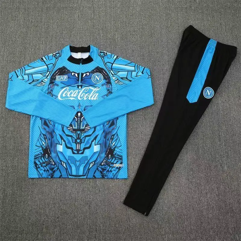 2025/2026 Napoli Half-Pull Training Suit Blue Football Shirt 1:1 Thai Quality Set - Image 3