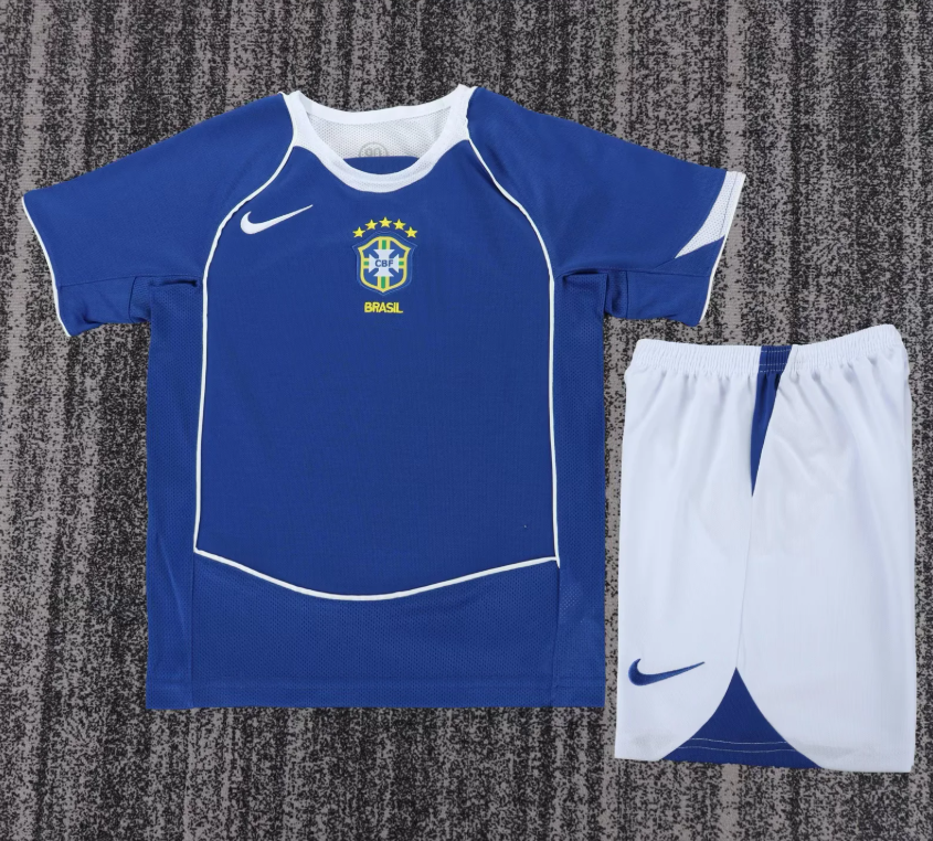 2004 Retro Brasil Visitante Camiseta de fútbol Calidad tailandesa 1:1 Talla infantil