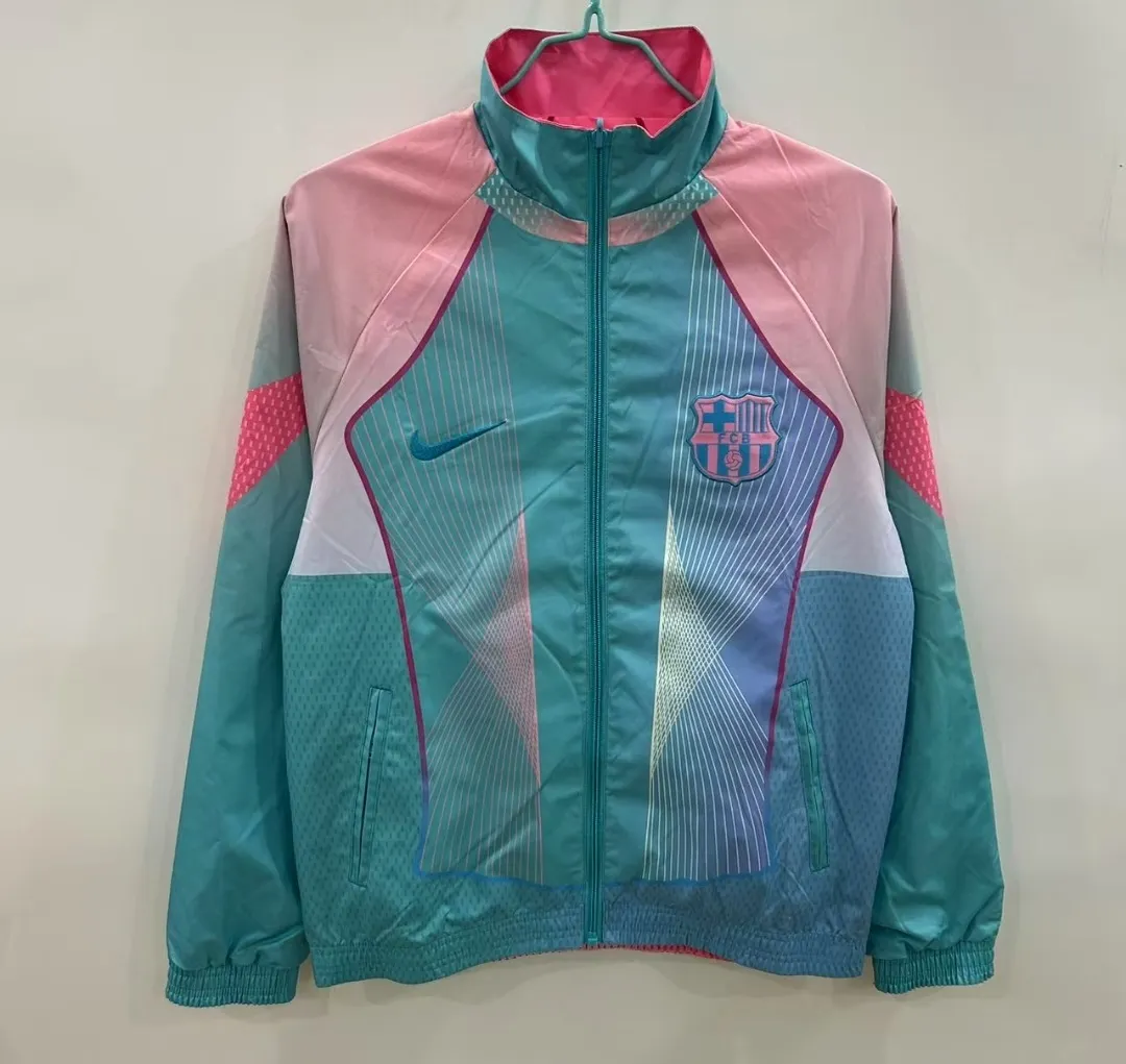 2025/2026 Barcelona Ters çevrilebilir Rüzgarlık Mavi ve Pembe Futbol forması 1:1 Tayland kalitesi - Görsel 2