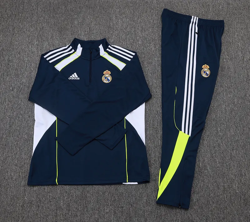 2025-2026 Real Madrid Retro Royal blue Half-Pull Training Suit Football Shirt 1:1 Thai Quality Set - Image 7