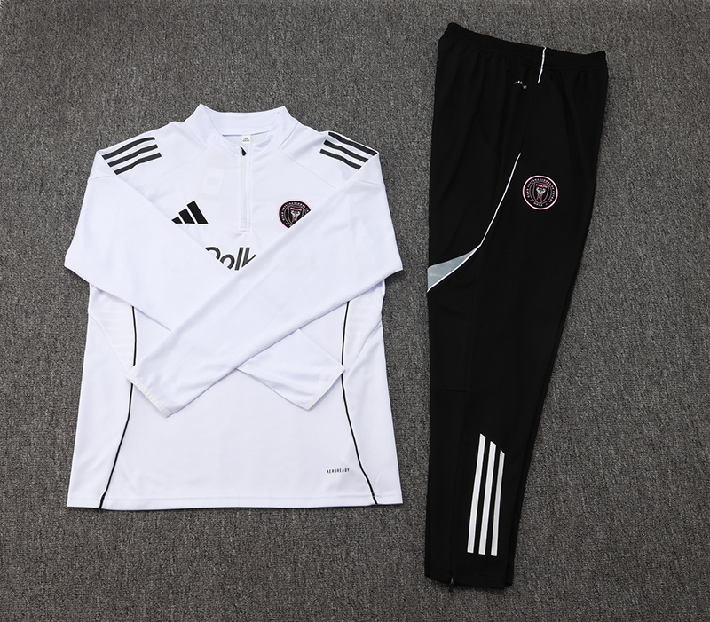 2025/2026 Inter Miami Half-Pull Training Suit White Football Shirt 1:1 Thai Quality Set - Image 7