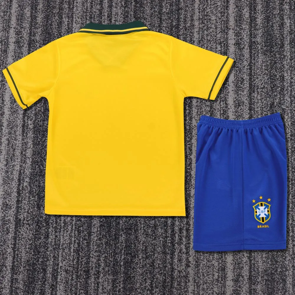 1994 Retrô Brasil Casa Camisa de futebol Qualidade tailandesa 1:1 Tamanho infantil - Image 3