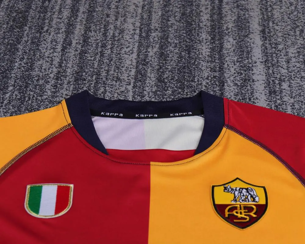 2000-2001 Ретро Roma Домашняя Футбольная футболка Тайское качество 1:1 Детский размер — изображение 3