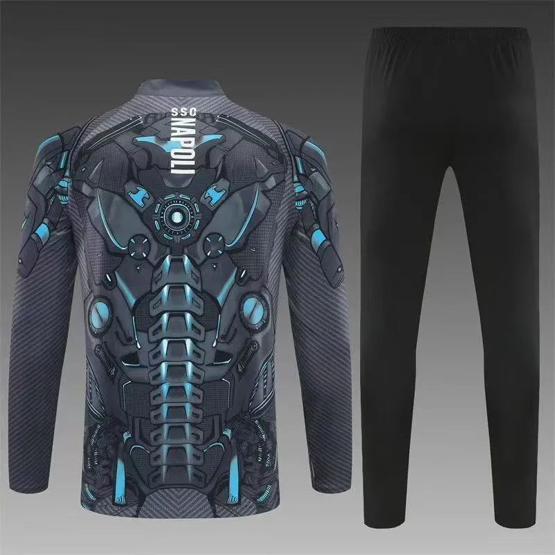 2025/2026 Napoli Agasalho meia-ziper Escuro Cinza Camisa de futebol Qualidade tailandesa 1:1 Conjunto - Image 3