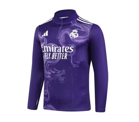 2024/2025 Real Madrid Royal Viola Edizione speciale Tuta mezza zip Maglia da calcio Qualità thai 1:1 Set - immagine 3